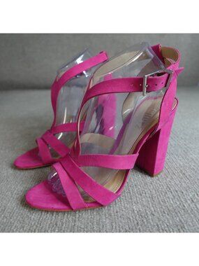 Schulz Womens Heels Pumps 8.5 Pink Suede Block Heel Strappy Flapper NEW READ